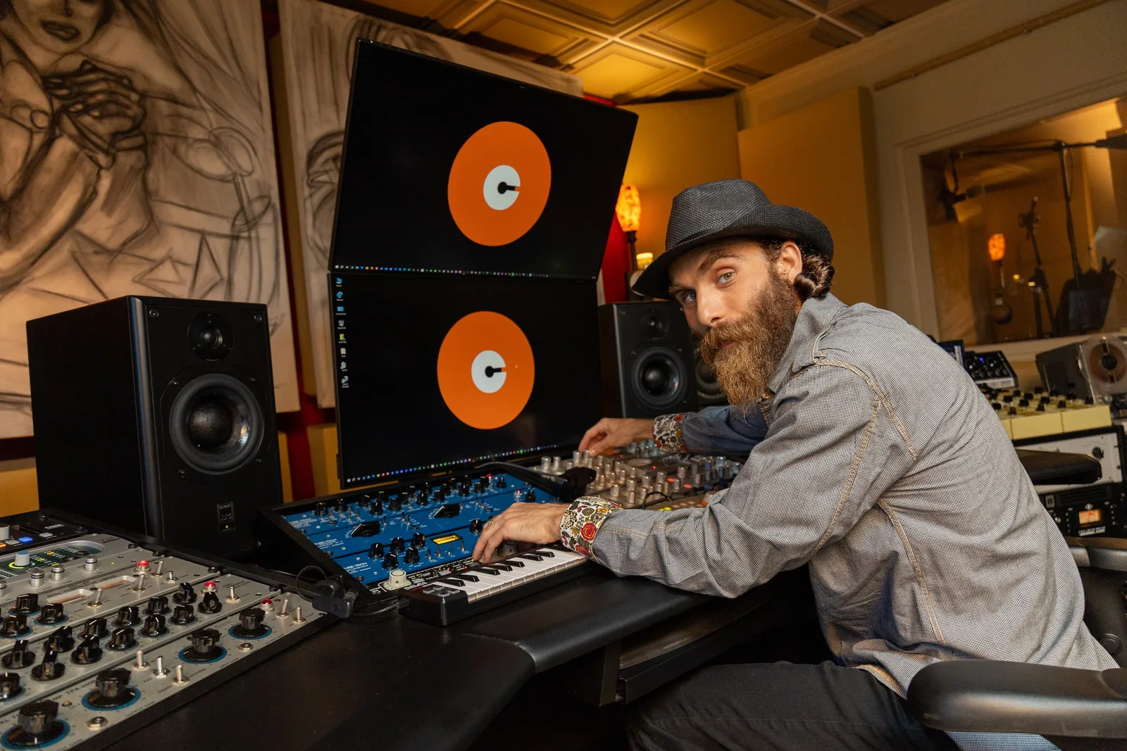 Asaf Fulks in the control room at The OC Recording Company