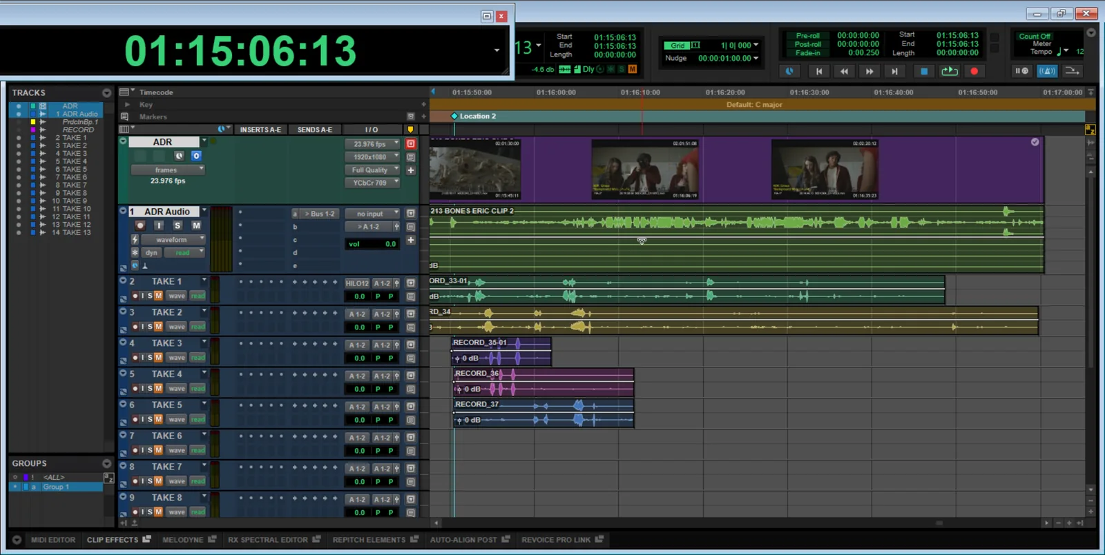 Screenshot from the book: a video track on the Pro Tools timeline