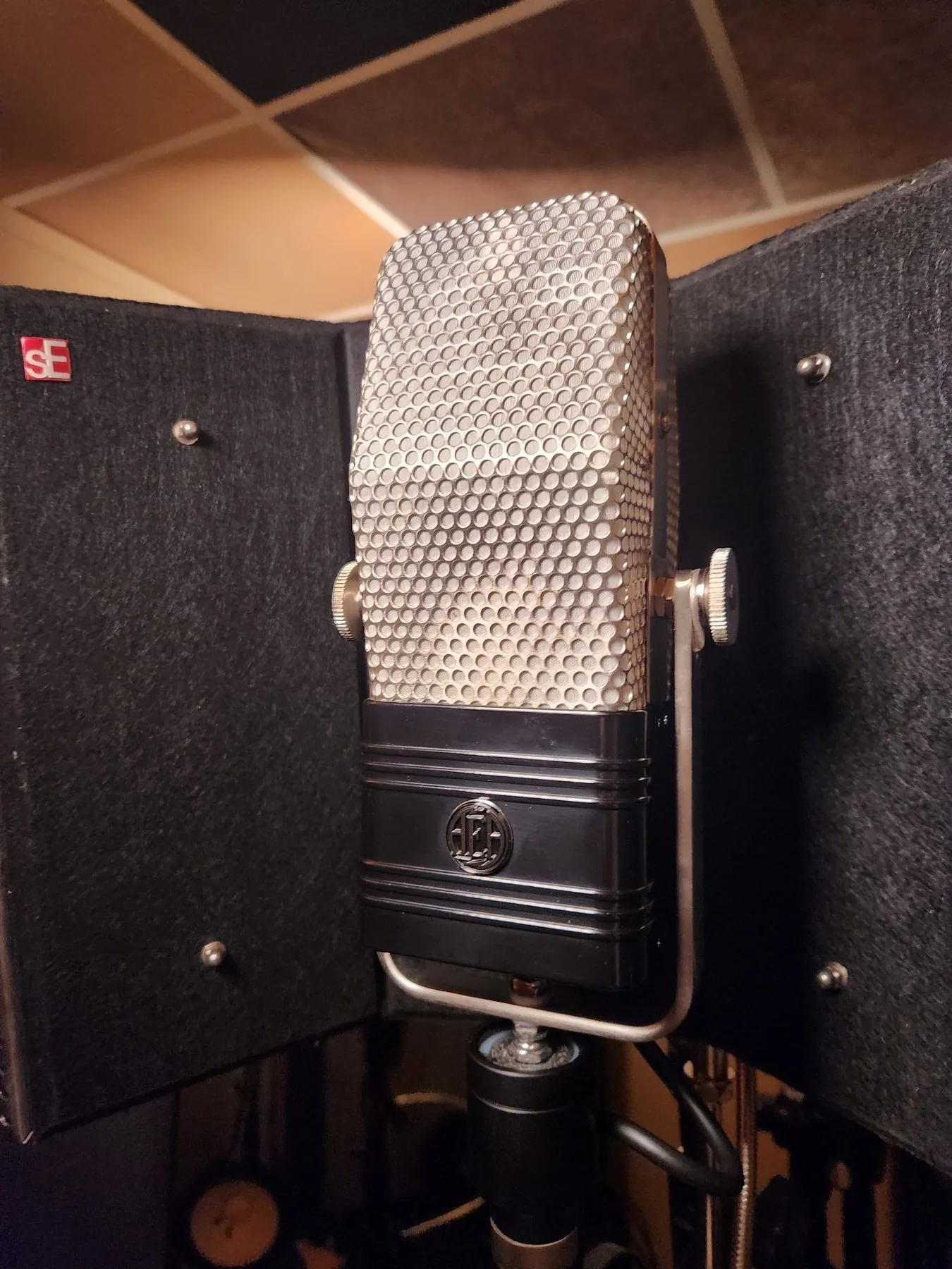 Photo: an AEA R44CE ribbon microphone